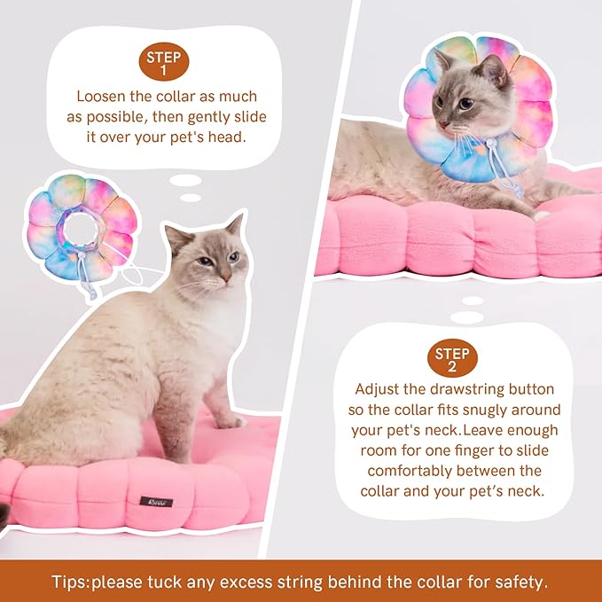 Soft Cat Cone Collar, Adjustable Recovery Collar, Protective Cat Neck Cone After Surgery