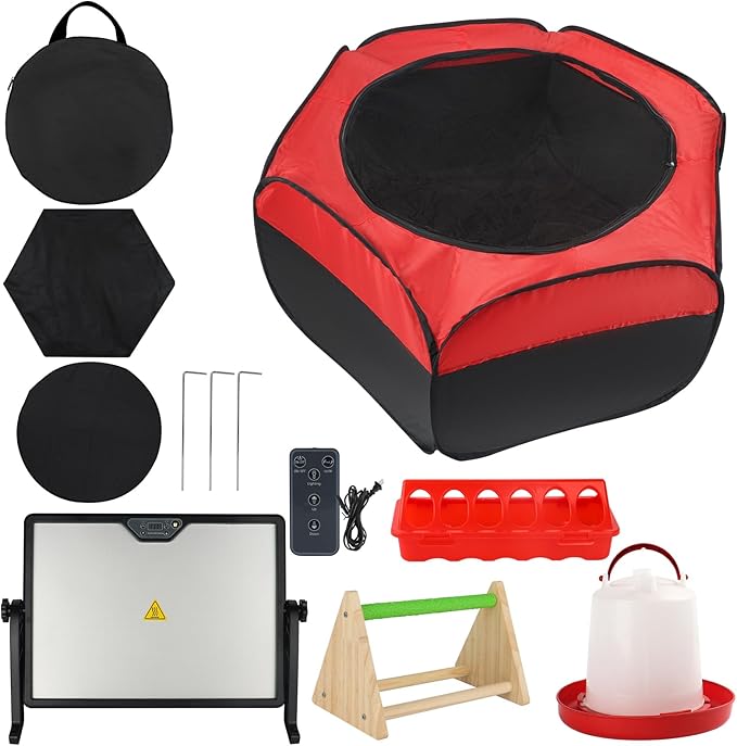 Chicken Brooder Box for Chick Starter Kit, 12.8 * 17.8 inch Large Brooder Heating Plate, Brooding Up to 30 Baby Chicks, Chicks Feeder&Waterer, Nesting Pad, Perch, All-in-1 Chicken Brooder Set