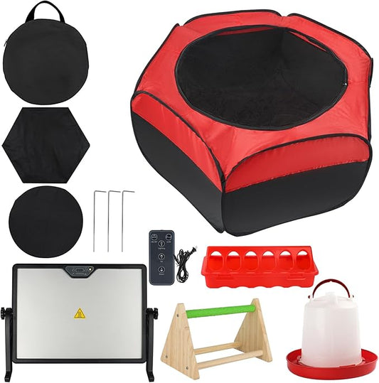 Chicken Brooder Box for Chick Starter Kit, 12.8 * 17.8 inch Large Brooder Heating Plate, Brooding Up to 30 Baby Chicks, Chicks Feeder&Waterer, Nesting Pad, Perch, All-in-1 Chicken Brooder Set