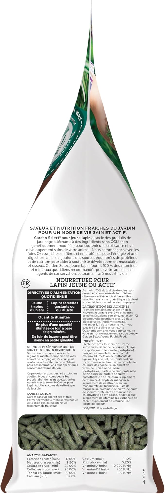 Oxbow Garden Select Rabbit Food, Young, Made Alfalfa for Rabbit, Bunny Food Pellets, Non-GMO, No Soy or Wheat, Small Animal Pet Products, Made in USA, High Fiber, 4 lb. Bag