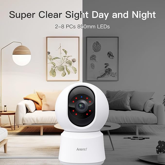 ARENTI 5G Indoor Security Camera, 4MP Pet Camera with Speaker for Dog/Cat, Baby Monitor with Phone App, Dual-Band WiFi, Auto Tracking, Super Night Vision, 2-Way Talk, Cloud & SD Card Storage(P2Q 2PC)