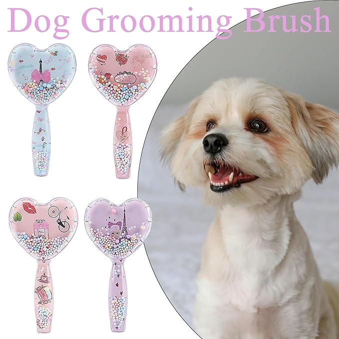 Small Dog Brush, Soft Dog Grooming Comb for Shih Tzus, Yorkies, Maltipoos, Maltese, Love Shape Puppy Massaging Pet Hair Brush, Cat Brush, for Small Dogs Cats of All Hair Types (Sky Blue)