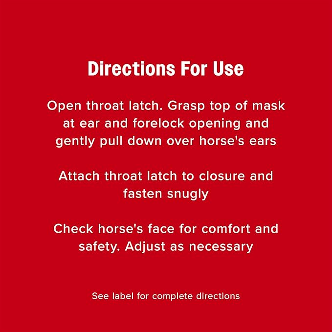 Farnam SuperMask II horse fly mask without ears, extended coverage, protects eyes from insects and debris, adjustable throat latch, Average Horse Size