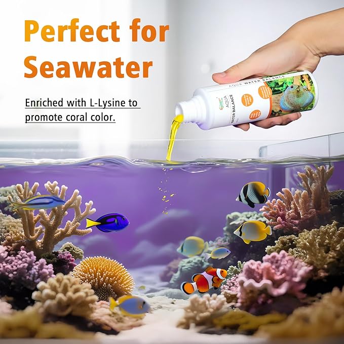 hygger Aqua Water Balance for Freshwater Saltwater, Aquarium Fish Tank Plant Coral Stabilizes Water Quality with Essential Vitamins Amino Acids Electrolyte Water Conditioner, 300 ML
