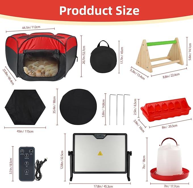 Chicken Brooder Box for Chick Starter Kit, 12.8 * 17.8 inch Large Brooder Heating Plate, Brooding Up to 30 Baby Chicks, Chicks Feeder&Waterer, Nesting Pad, Perch, All-in-1 Chicken Brooder Set
