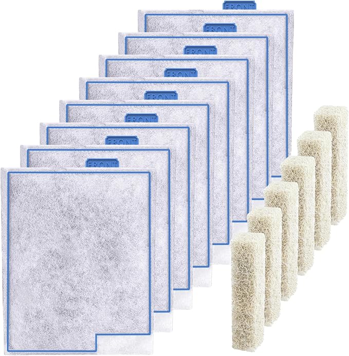 Large Filter Cartridges Replacement Compatible with Aqueon QuietFlow Filter LED PRO Size 20,30,50,75/Power Filter Size 20,30,50,55/75, E Internal Size 40 and Canister Filter (8+6 Pack Filter Pads)