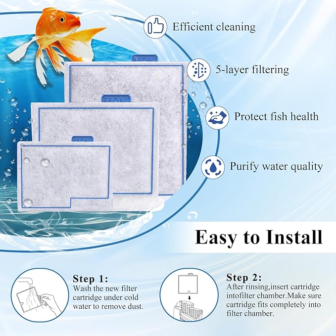 Large Filter Cartridges Replacement Compatible with Aqueon QuietFlow LED PRO Size 20,30,50,75/Power Filter Size 20,30,50,55/75, E Internal 40 and Canister (16+10 Pack Pads)