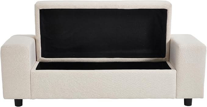 Beige Storage Bench for Entryway, 55" Bedroom Ottoman with Storage Large Linen Fabric Upholstered End of Bench with Lip for Living Room/Bedroom/Lounge/Shop, Beige