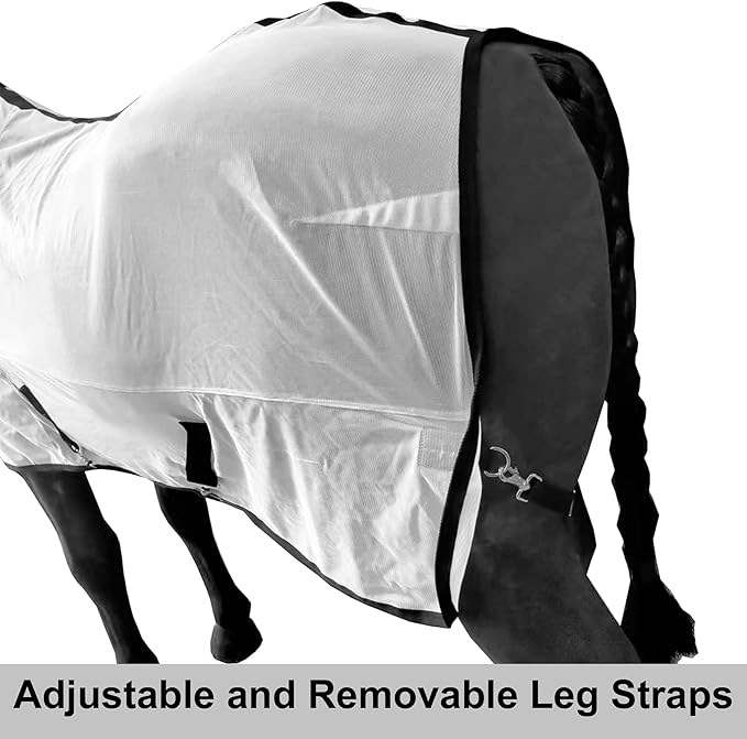 Horse Fly Sheet Equine Summer Sheets, Comfy Mesh Bug and Mosquito Protection Standard Neck - White 81"