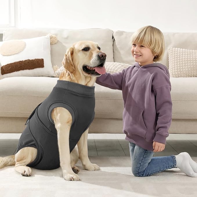 Kuoser Dog Surgery Suit Female Spay, Dog Recovery Suit Male Neuter, Puppy Clothes Onesie for Surgery Anti Licking Abdominal Wounds Pet Surgical Recovery Bodysuit Shirt, Substitute E-Collar & Cone