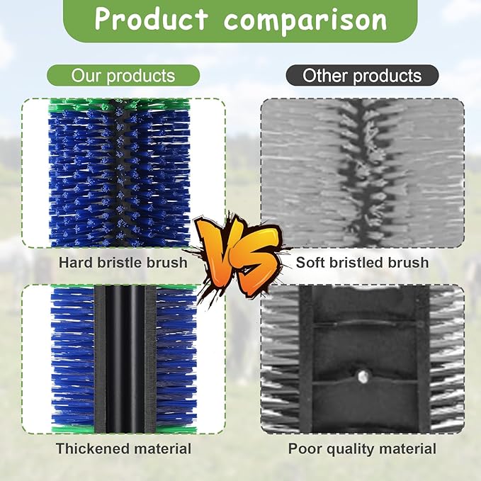 Livestock Scratching Brush, 17.5 x 7.8 Inch Goat Brushes for Grooming, Horse Brushes for Shedding, Livestock Brush with 4 Screws Great for Horse, Elk, Cattle, Pig, Sheep(Green)