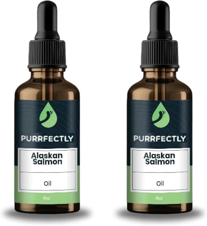 PURRFECTLY Omega-3 Fish Oil for Cats | Premium Senior Blend | Promotes Heart, Immune, Coat & Joint Health | Advanced Wildcrafted Alaskan Salmon Oil for Aging Cats | Omega 3, 6 & 9 EPA & DHA (2-Pack)