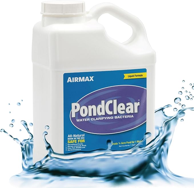 Airmax PondClear Liquid Bacteria for Lakes, Ponds & Water Garden Treatments, Natural Bio Clarifier & Cleaner for Crystal Clear Water, Remove Nutrients & Noxious Odor, Fish, Pet & Plant Safe, 1 Gallon
