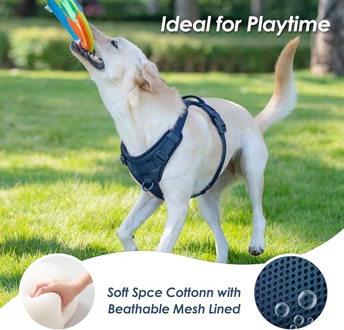 No Pull Dog Harness, Puppy Vest with Front Clip for Small Medium Large Sized Dog(Prussian Blue,XL)