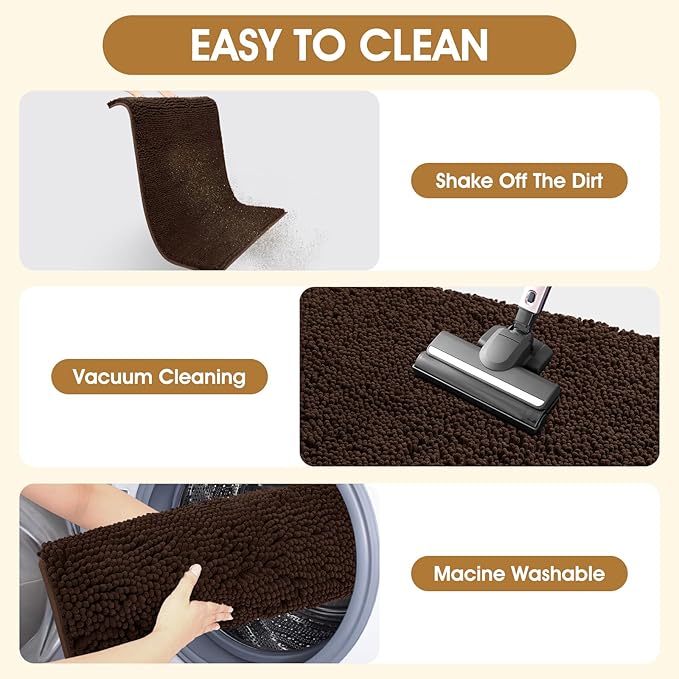 IM HOME Extra Large 60" x 36" Brown Dog Door Mats for Muddy Paws, Chenille Absorbent Dog Mat, Non Slip Heavy Mud Mat for Dogs, Soft Pet Bed Mat for Entryway, Mud Paws, Inside Floor