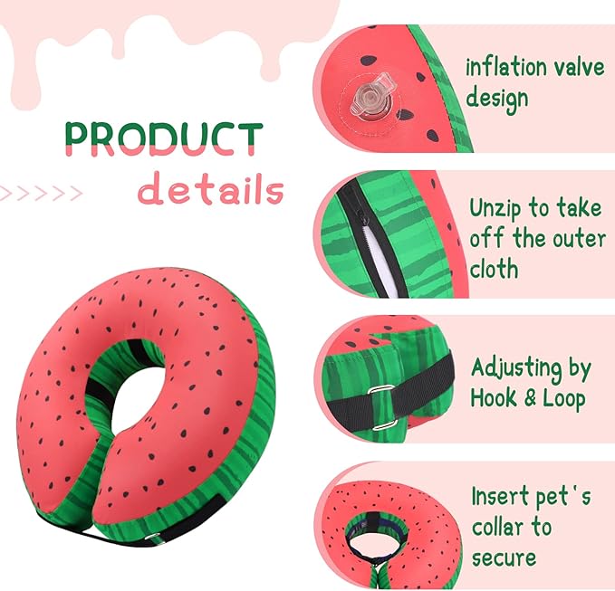 Supet Inflatable Dog Cone Collar Alternative After Surgery, Doggie Neck Donut Collar Recovery ECollar for Post Surgery, Soft Dog Cone for Small Medium Puppies Cats