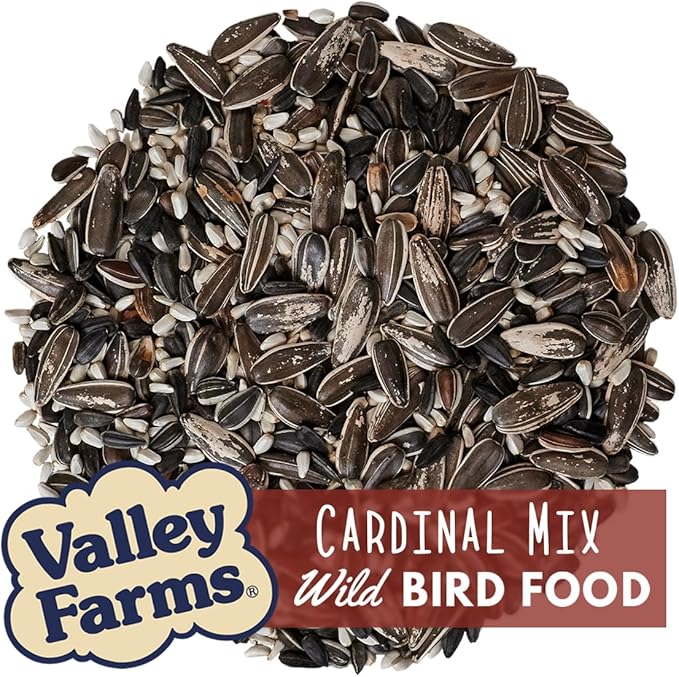 Valley Farms Cardinal Mix (10 LB) Wild Bird Food for Outside Feeders, Cardinal Bird Seed with Black Oil Sunflower Seeds and Safflower Seeds, Attract a Variety of Wild Birds