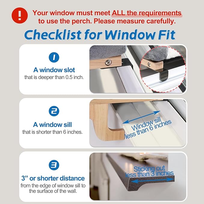 Cat Perch for Window Sill with Bolster - Orthopedic Hammock Design with Premium Hardwood & Robust Metal Frame - Cat Window Seat for Large Cats and Kittens - Dark Stained Wood with Gray Bed