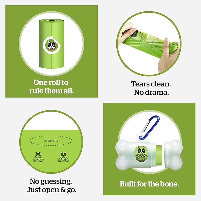 Pogi's Compostable Poop Bags – Leak-Proof, Extra-Large, Made with Plants – 18 Rolls (270 Bags)