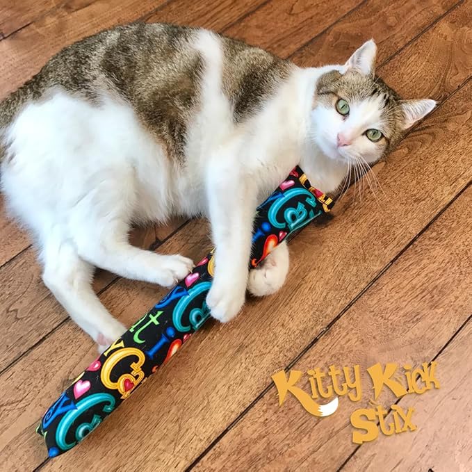 Kitty Kick Stix 15" Catnip Kicker Toy – Set of 2 | Handmade in USA | Interactive Cat & Kitten Toy | Durable Kicker Packed with 100% Potent Catnip for All Breeds (Mystery Choice)