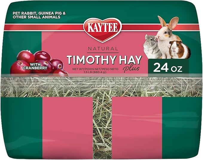 Kaytee All Natural Timothy Hay Plus Cranberries For Guinea Pigs, Rabbits & Other Small Animals, 24 Ounce