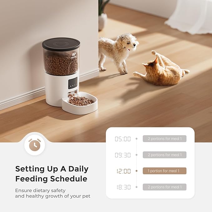 Automatic Cat Feeder - 3L Pet Dry Food Dispenser with Timed Programmable Portion Control, Dual Power Backup, Easy Set Up, 10 Meals Per Day for Cats and Puppies(Remote Not Supported)