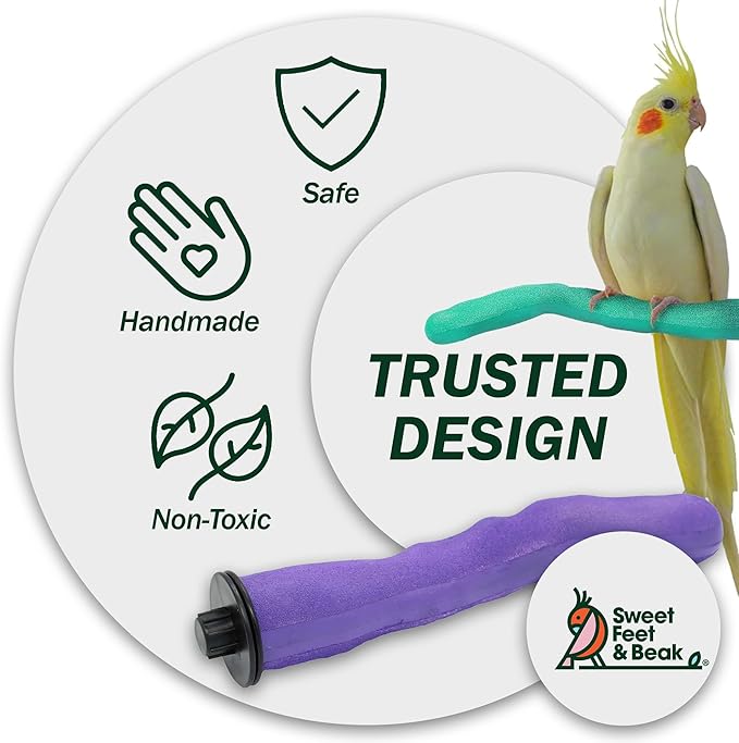 Sweet Feet & Beak Safety Pumice Bird Perch, X-Large 2-1/4" X 14", Blue - Lightweight Grinding Bird Perches for Cage - Bird Nail Trimming Perch for Healthy Beak & Feet - Multi-Size & Color Parrot Stand