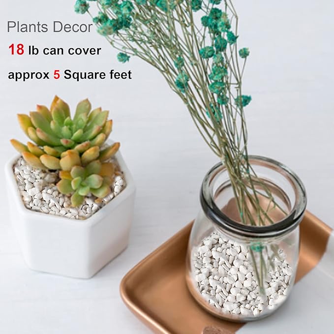 HappyFiller Polished 18 LB 1/2" White Matted Pebbles for Outdoor Garden Landscape Pave Walkway Small Rocks,Indoor Plants Succulents Cactus,Aquarium,Vase Fillers,Cultivation Hydroponic Stone,Zen