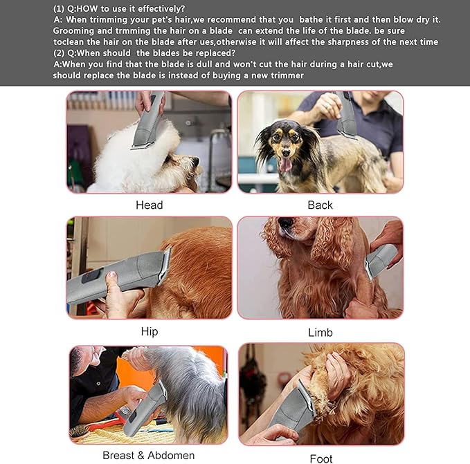 7pcs Dog Grooming Blades Compatible with Andis/Wahl/Oster Dog Clippers,Detachable Ceramic Blade & Stainless Steel Blade,Size:#3FC+4FC+5FC+7FC+10+30+40