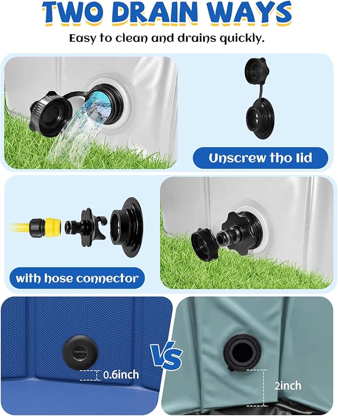 Portable Dog Pool PVC Pet Swimming Pool Bathtub Collapsible Dog Pool, Hard Plastic Pool for Pets to Swim and Bath (S-32" x 8" Light Grey)