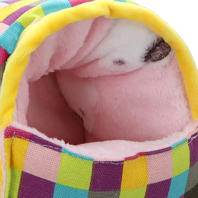 Wontee Hamster Bed Hideout Sugar Glider Hammock Small Animal Warm Bed House for Hamsters Hedgehogs Sugar Glider Gerbils Mice (Medium, Colorful Plaid)