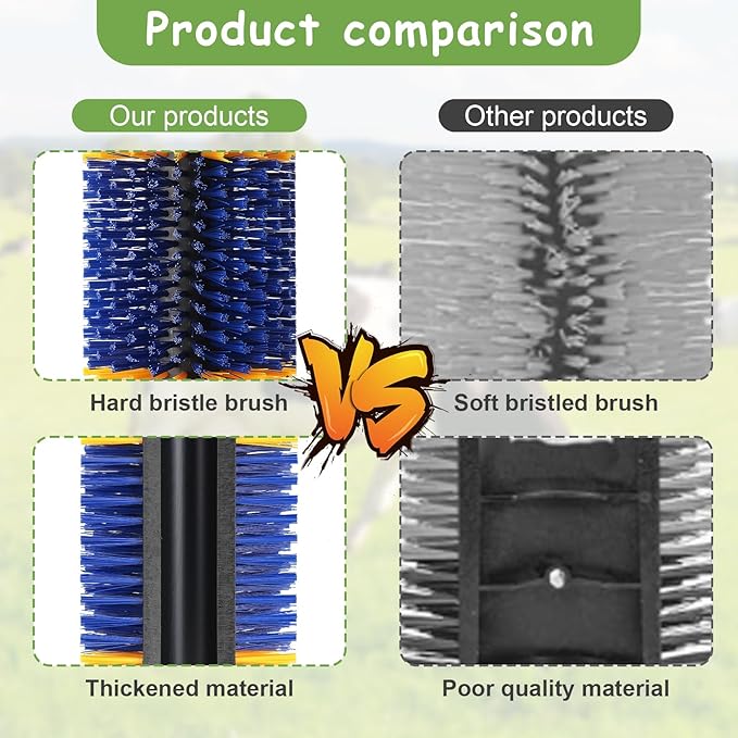 2PCS Livestock Scratching Brush, 17.5 x 7.8 Inch Goat Brushes for Grooming, Horse Brushes for Shedding, Livestock Brush with 8 Screws Great for Horse, Elk, Cattle, Pig, Sheep(Yellow)