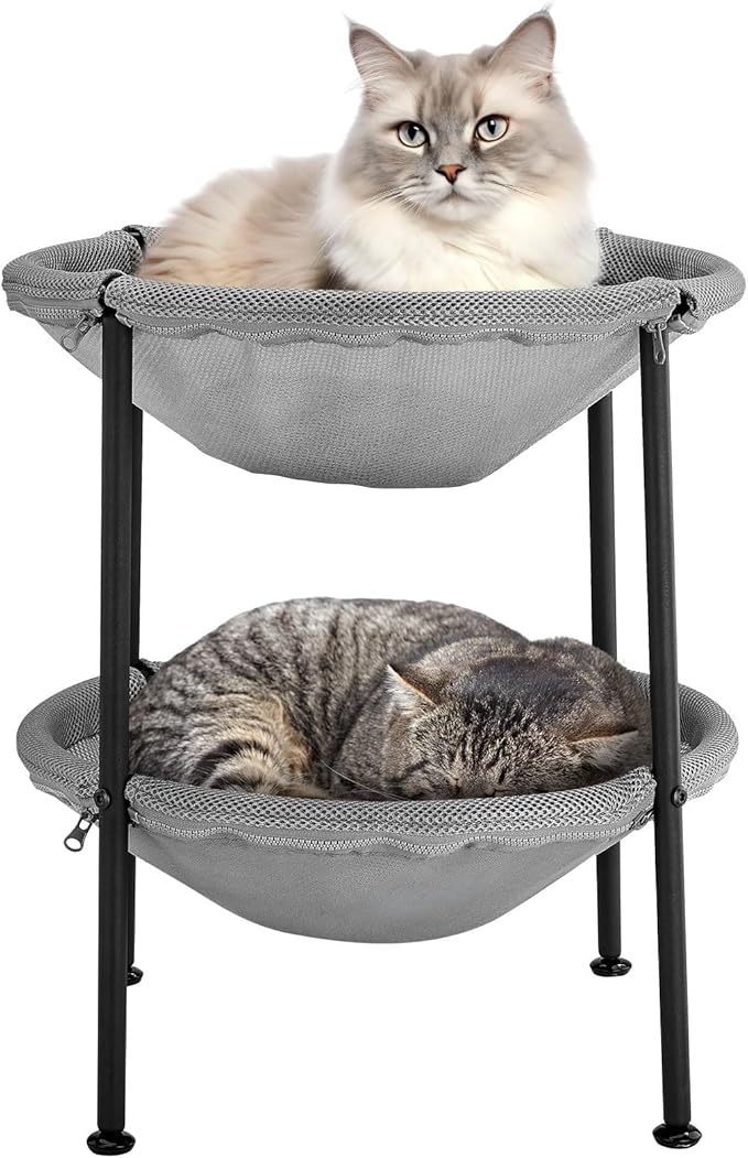 Double Cat Hammock Bed,Elevated and Raised Cat Beds for Indoor and Large Cats