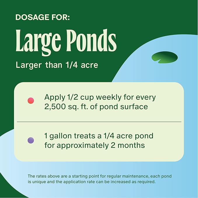 Pond Water Treatment Liquid - 2X Strength Probiotic Blend for Reducing Muck and Odors in Koi Ponds and Natural Ponds - Safe for Fish, Pets, & Swimming - 1 gal.