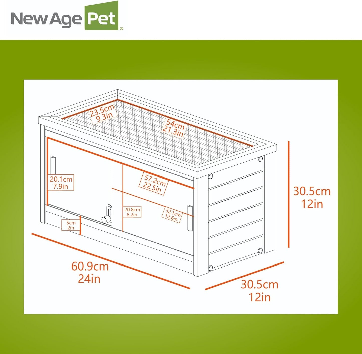 New Age Pet ECOFLEX 24-Inch Mojave Reptile Lounge in Maple - Durable Wood Plastic Composite Habitat with Ventilated Side Panels, Removable Sliding Glass Doors, and Mesh Screen Top