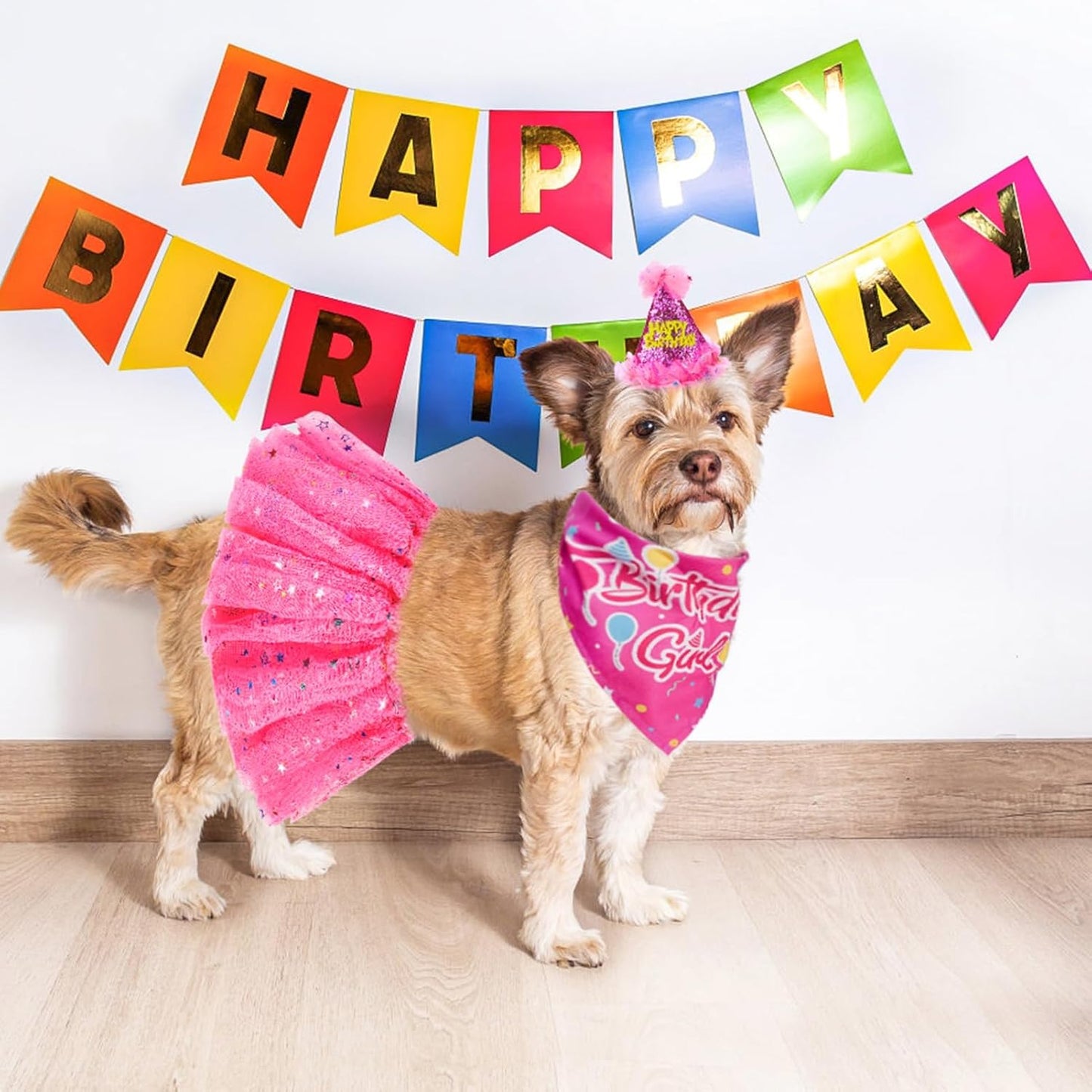 SCENEREAL Easter Dog Bandana Outfit with Cute Bunny Ears Headband and Tutu Dress, Puppy Holiday Costume Accessory, Pink Eggs Rabbit Prints Scarf Pet Birthday Party Supplies for Small Medium Dogs Cats