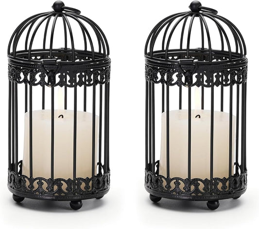 NUPTIO Vintage Bird Cage Decor: Decorative Bird Cage Candle Holder for Table - Hanging Metal Small Birdcage Tealight Votive Holders for Christmas Bridal Shower Centerpiece 6 Inch H