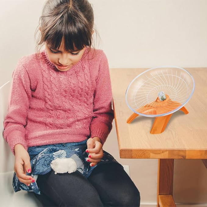 Hamster Wheel Silent Hamster Exercise Wheel Running Spinner Hamster Flying Saucer for Hamsters Gerbils Mice and Other Small Pets (Orange)
