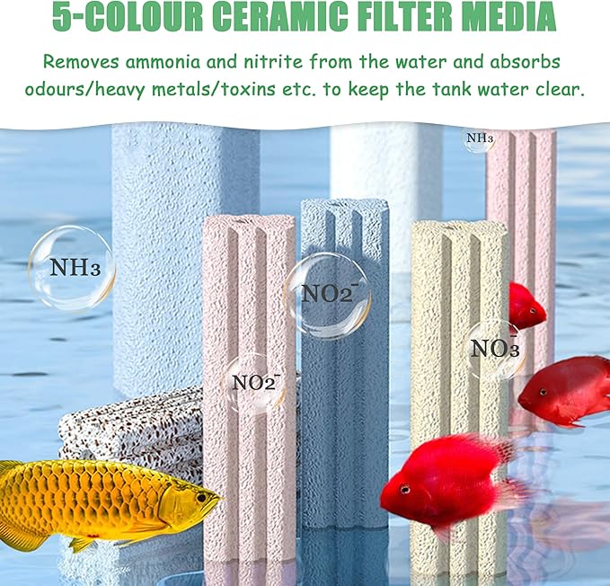 SHIGATSU Bio Aquarium Filter Media, 6.1”Long Ceramic Filter Bio Media for Saltwater and Freshwater Pond Fish Tank(30 pcs)