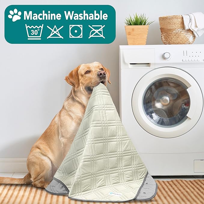 PetAmi Waterproof Cooling Mat for Dog, Premium Pet Cooling Blanket for Bed Crate, Anti Slip Indoor Dog Cool Pad for Sleeping, Q-MAX Large Sofa Couch Cover Mat for Cat, Beige, 60x80