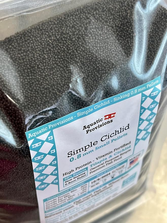 Simple Cichlid 0.8mm Sinking, 1 lb. Small Pellets Fish Food