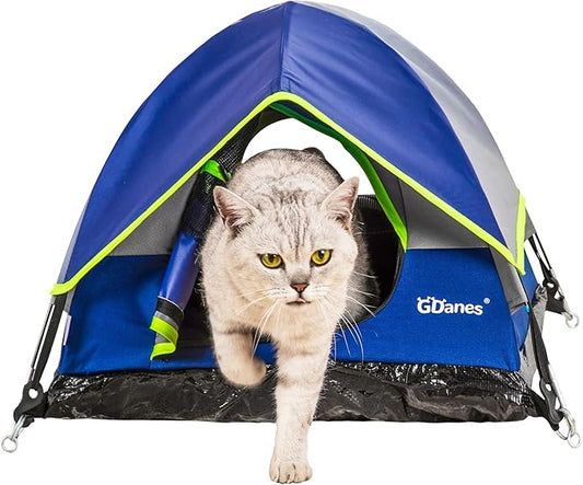 GDanes Blue Cat Tent, Large Cave Bed for Indoor Cats and Small Dogs with Soft Pad - 22" x 22" x 16"