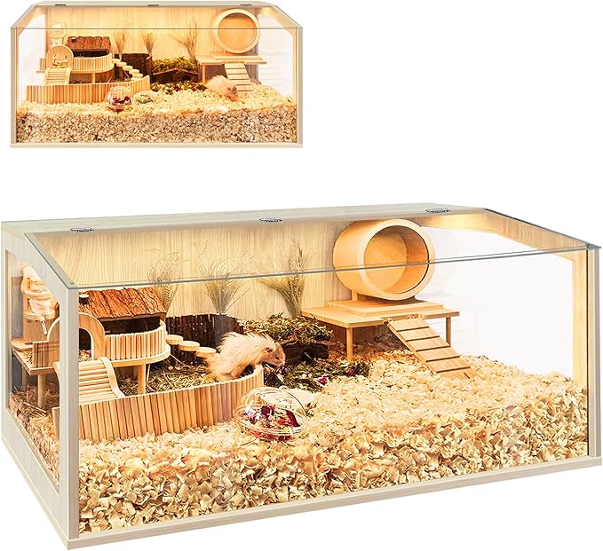Hamster Cage Chew Proof, Guinea Pig Cages, Mice and Rat Habitat Openable Top, Hamster Habitat Solid Built