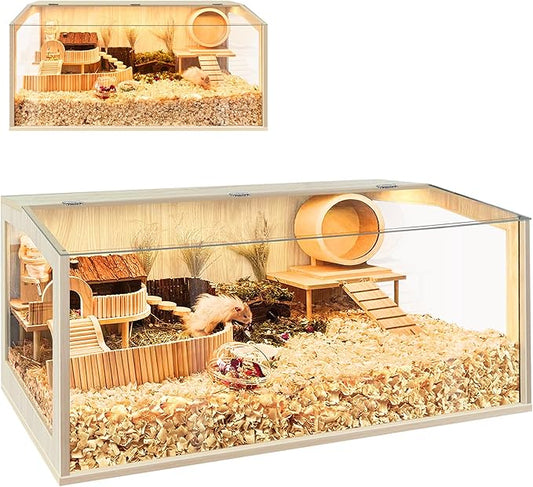 Hamster Cage Chew Proof, Guinea Pig Cages, Mice and Rat Habitat Openable Top, Hamster Habitat Solid Built