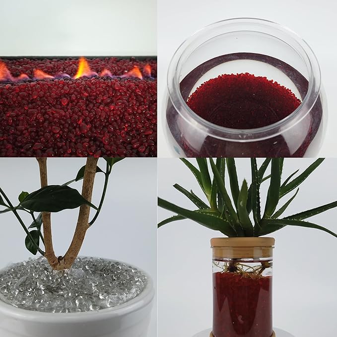 TWINKLING High Luster Round Fire Glass Stones, Marbles, Pebbles, Beads Gems for Fire Pit Vase Fillers Crafts Aquarium Garden Decoration, 3-6mm, 1-Pound Jar (Black)