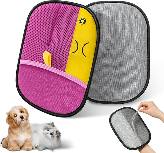 Reusable Pet Hair Remover Gloves – Electrostatic Lint & Fur Removal, Machine Washable Cleaning Gloves for Furniture, Clothes & Car (Pink)