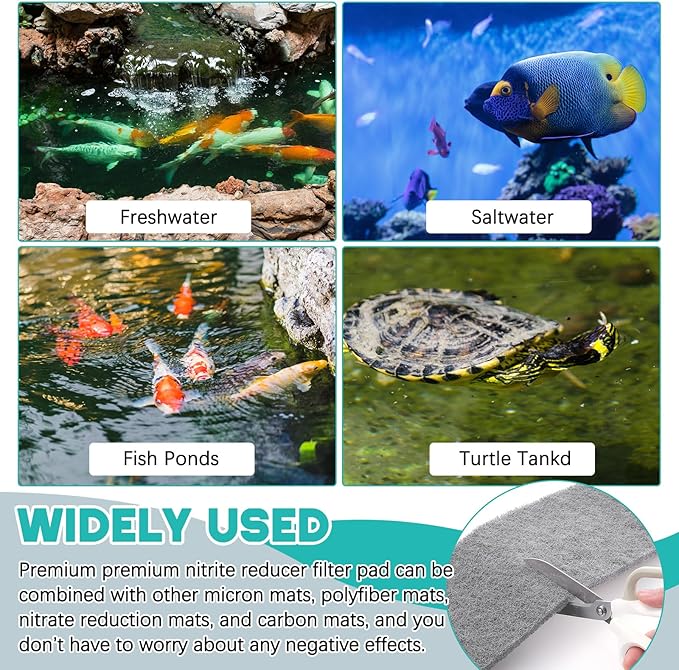 Treela Nitrite Remover Pad 4.53 x 39.37 inches Nitrate Reducer Filter Pad Fish Tank Filter Pads Nitrate Remover Cut to Fit for Aquariums and Pond Reducing Media Pad