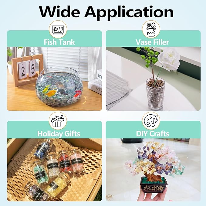 0.88 Lb Tiger Eye Aquarium Gravel Rocks Crushed Stone, Polished Natural Tumbled Healing Crystal Chips Bulk Quartz Crystal Gemstones for Garden|Vase Filler|Fish Turtle Tank Decorations