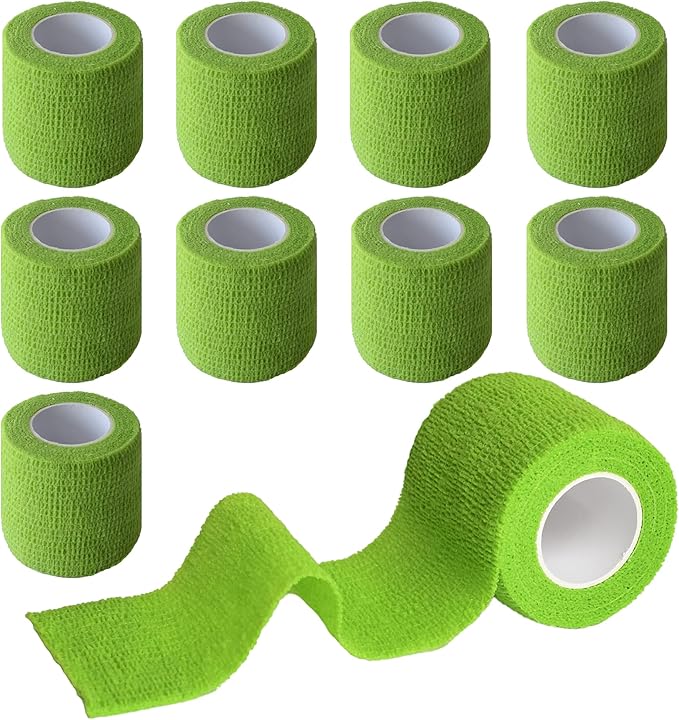 9 Pack 2" x 5 Yards Self Adhesive Bandage Wrap Self Stick Wrap for Ankle, Wrist, Finger, Sports, Breathable Cohesive Vet Tape for Pets (Grass Green)