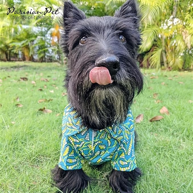 Parisian Pet Tribal Camp Beach Outfit - 100% Cotton Summer Clothes - Stylish Dog Costume - Breathable, Cool, Machine Washable - XS